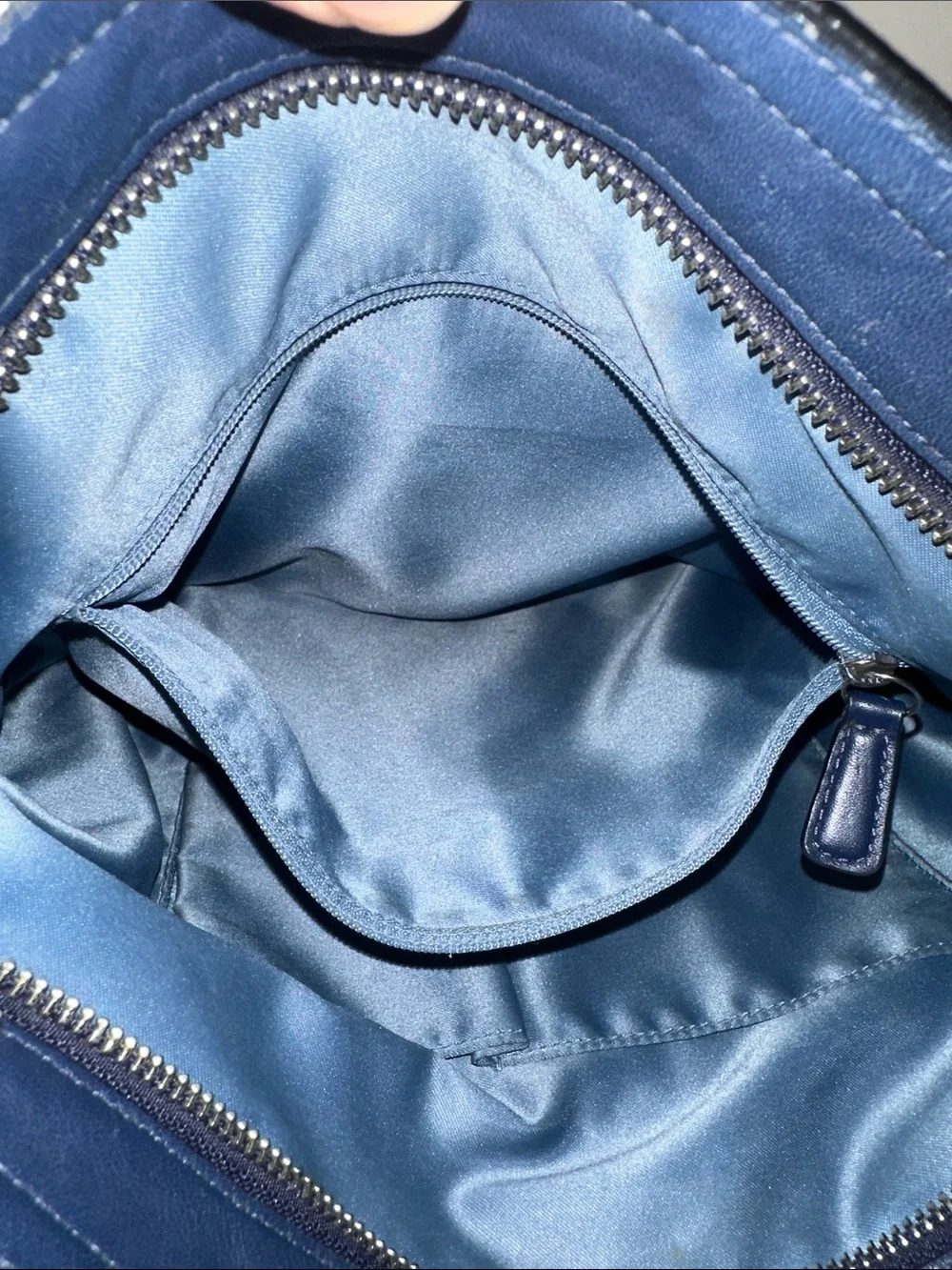 Rare Coach Audrey Blue Perforated Embossed Op Art Liquid Gloss Shoulder Bag